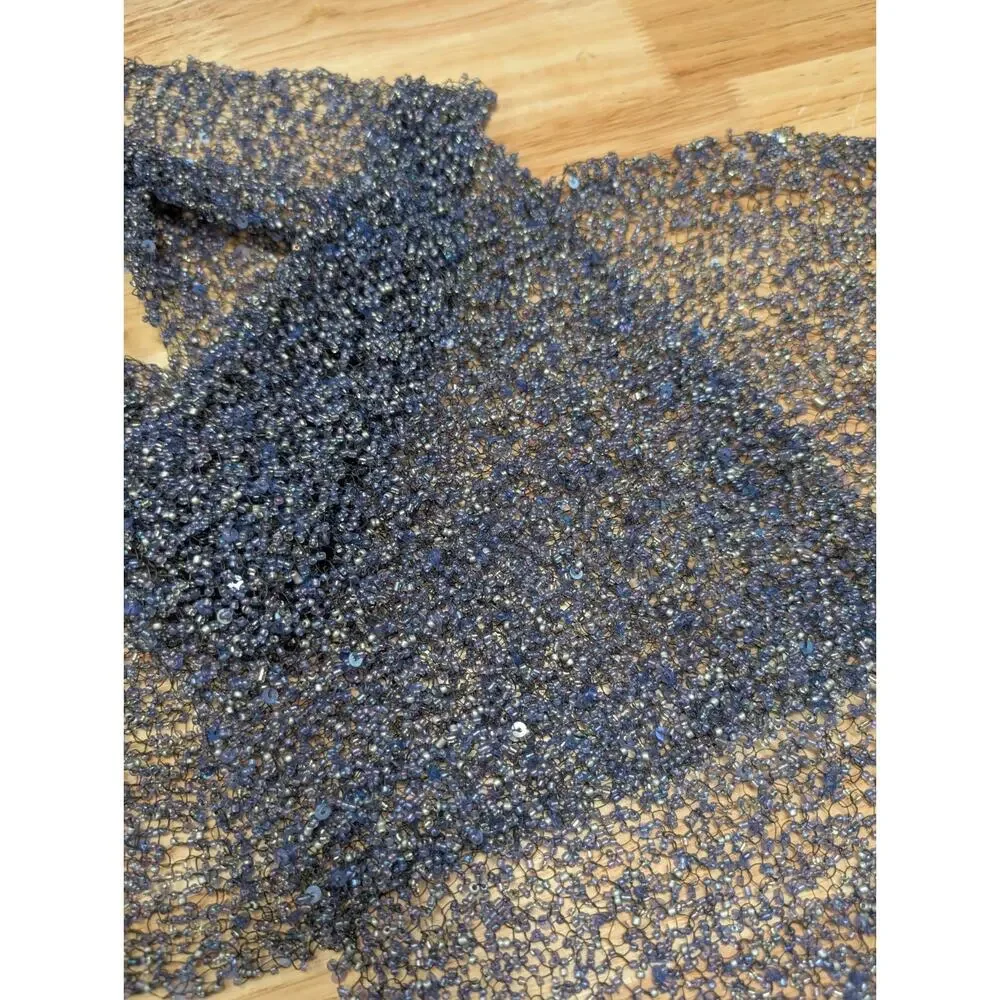 Renaissance‎ Chain Mail Blue Sequined Scarf European Weave 72 In X 8 In